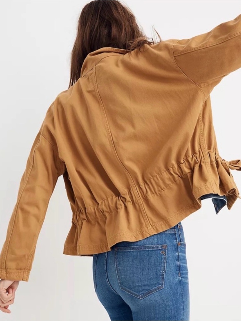 Madewell Southlake Military utility Jacket soft lightweight cotton rayon tan L - Picture 4 of 11